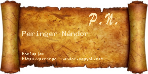 Peringer Nándor névjegykártya